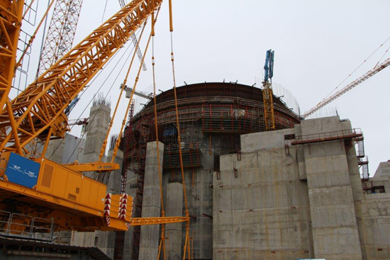 Ленинградская АЭС: на строящемся энергоблоке №2 успешно завершилось бетонирование шахты реактора