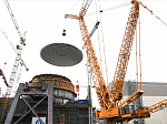 На стройплощадке Курской АЭС-2 завершен монтаж купольной части наружной защитной оболочки энергоблока №1