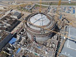 The Leningrad NPP-2: the construction of the 2nd power block’s reactor building dome has reached its halfway mark 