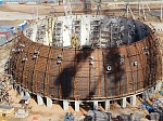 Ленинградская АЭС-2: завершена сборка конструкций купола внутренней защитной оболочки здания реактора энергоблока №2 с реактором ВВЭР-1200 